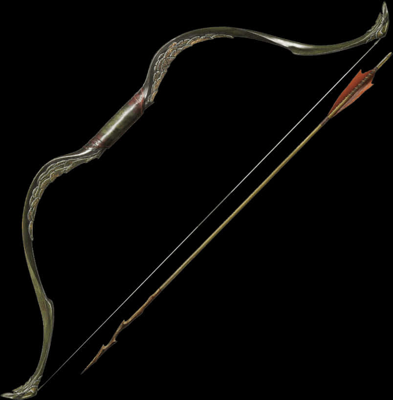 Ornate Archery Bowand Arrow PNG