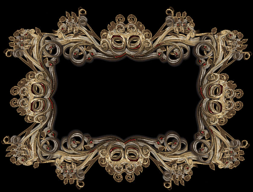 Ornate Baroque Photo Frame Design PNG
