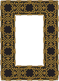 Ornate Black Gold Frame PNG