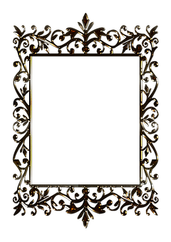 Ornate Black Gold Frame PNG