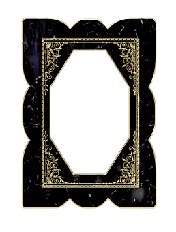 Ornate Black Gold Frame PNG