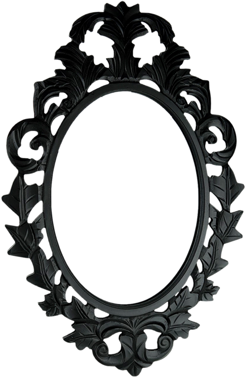 Ornate Black Vintage Mirror Frame PNG