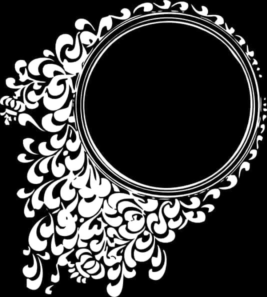 Ornate Blackand White Frame Design PNG