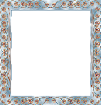 Ornate Blue Floral Frame PNG