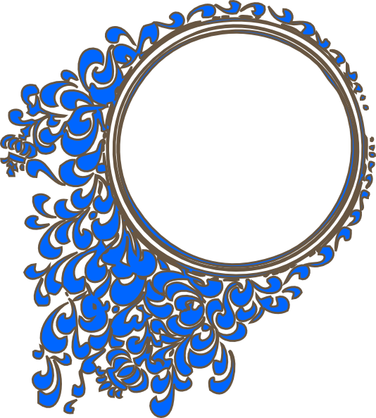 Ornate Blue Floral Frame PNG