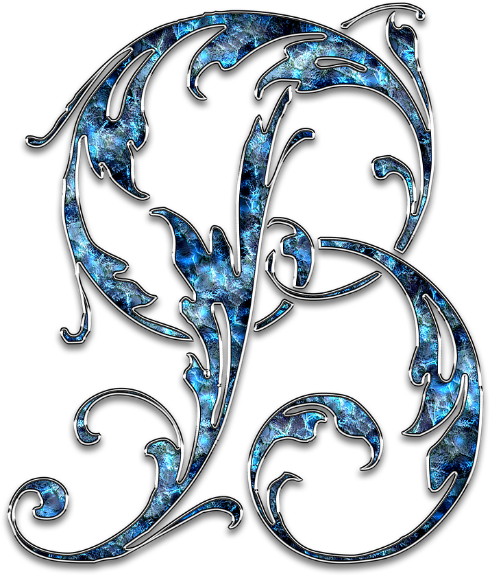 Ornate Blue Letter B PNG