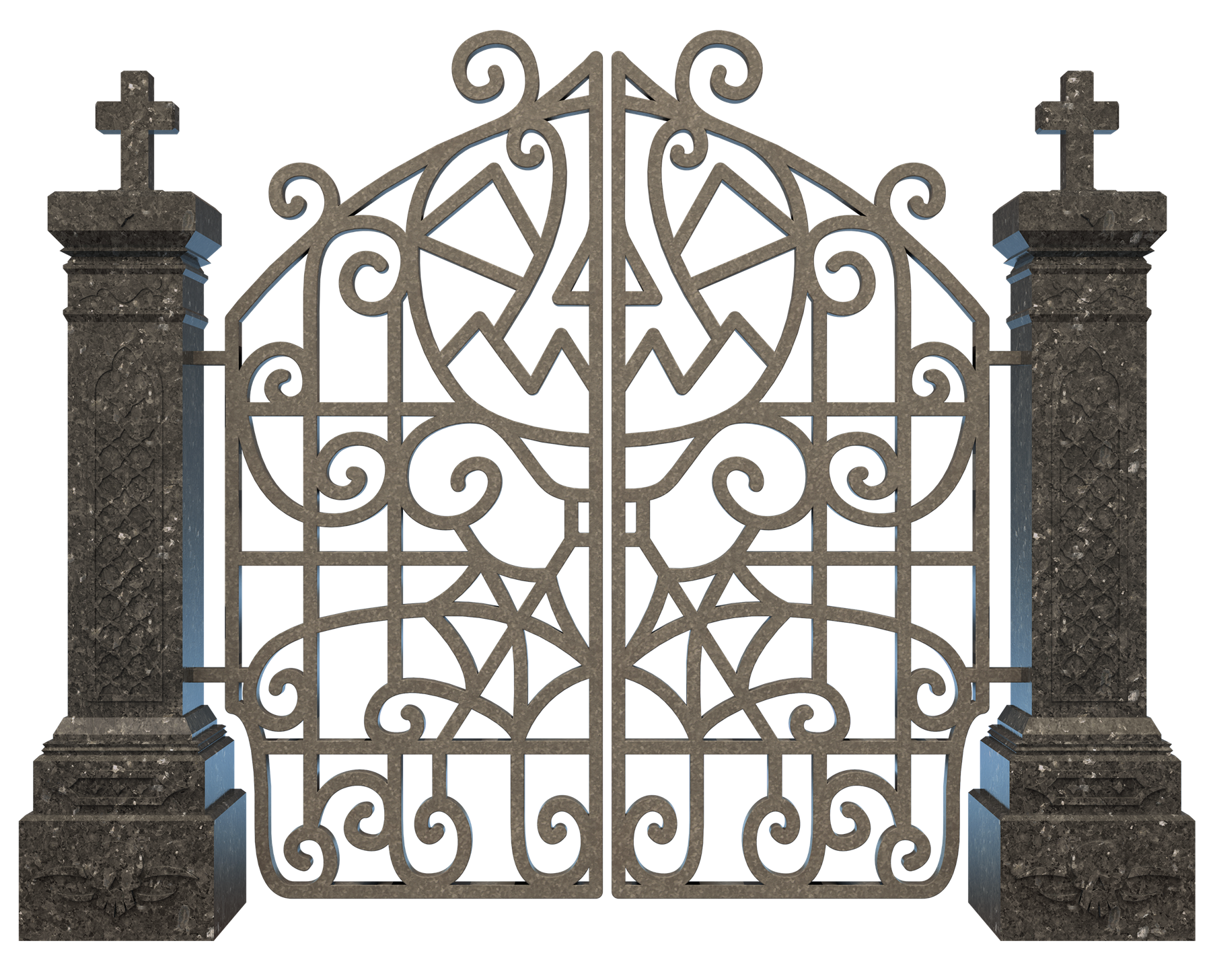 Ornate Cemetery Gate Design PNG