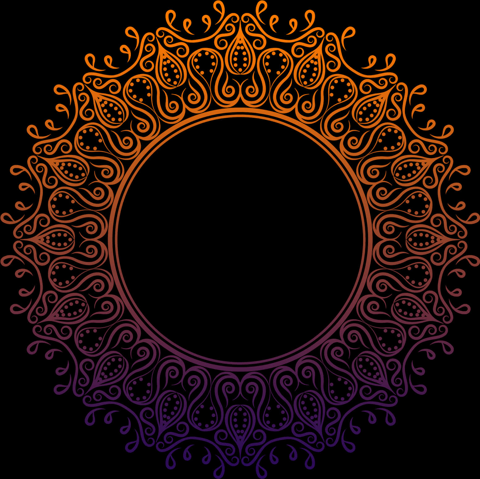 Ornate Circular Flame Border Design PNG