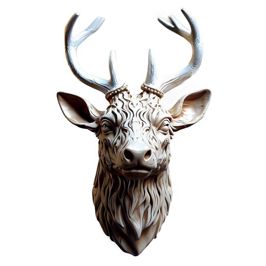 Ornate Deer Head Sculpture Png Ejd PNG