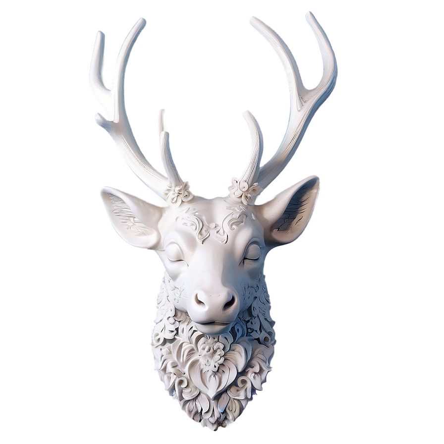 Ornate Deer Head Sculpture Png Qbf63 PNG