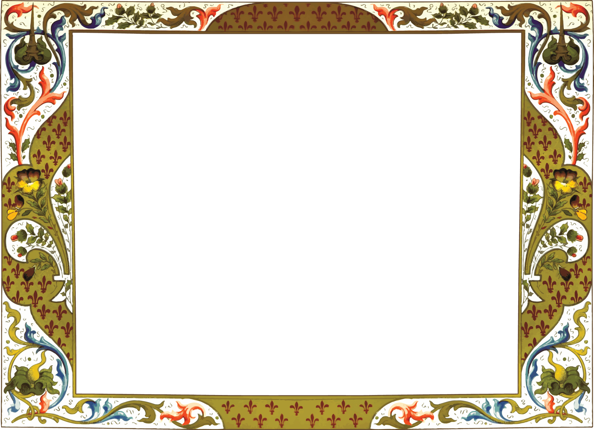 Ornate Floral Decorative Border PNG