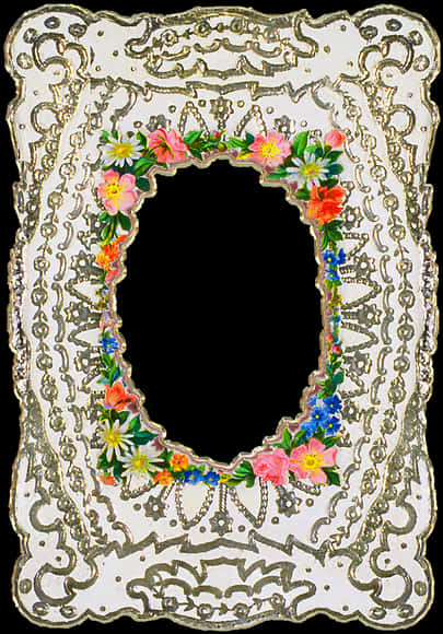 Ornate Floral Photo Frame PNG