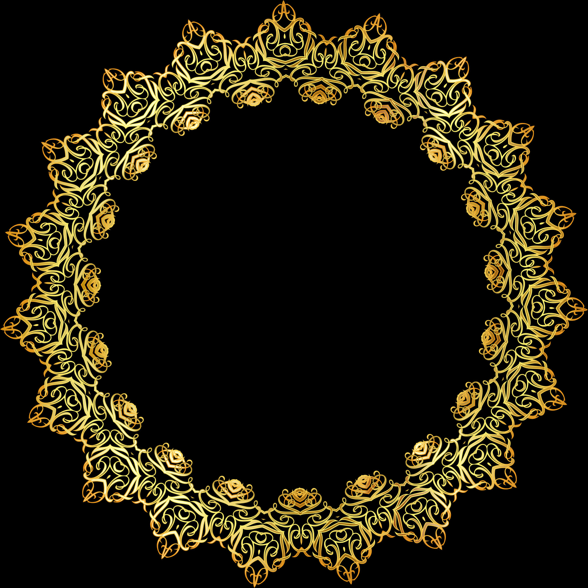 Ornate Gold Circle Frame Design PNG