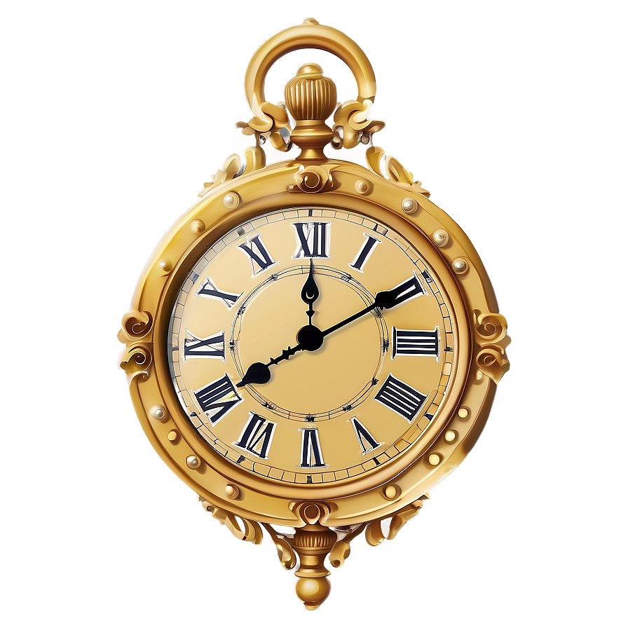 Ornate Gold Clock Png Dtm14 PNG