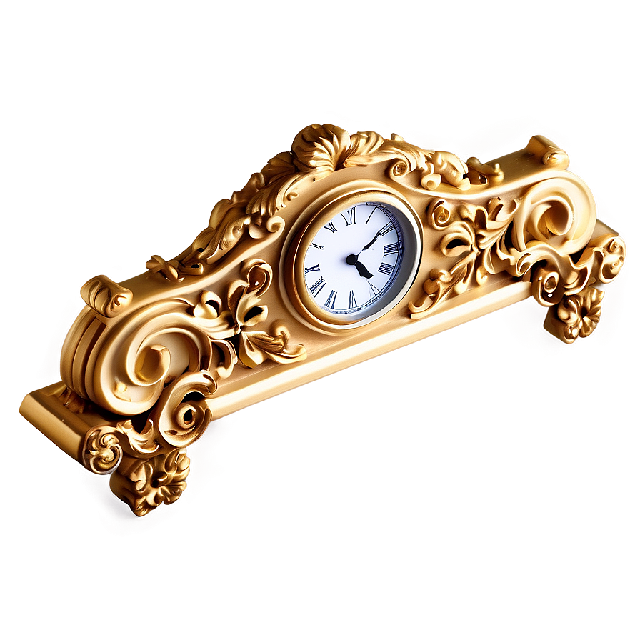 Ornate Gold Clock Png Qim26 PNG