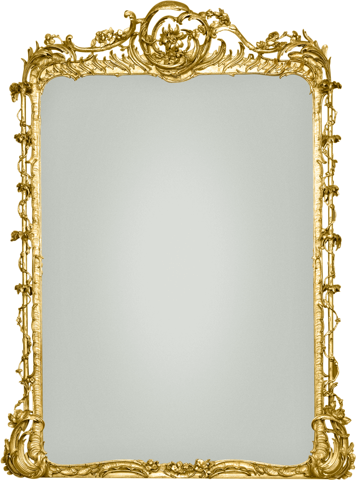 Ornate Golden Antique Mirror Frame PNG