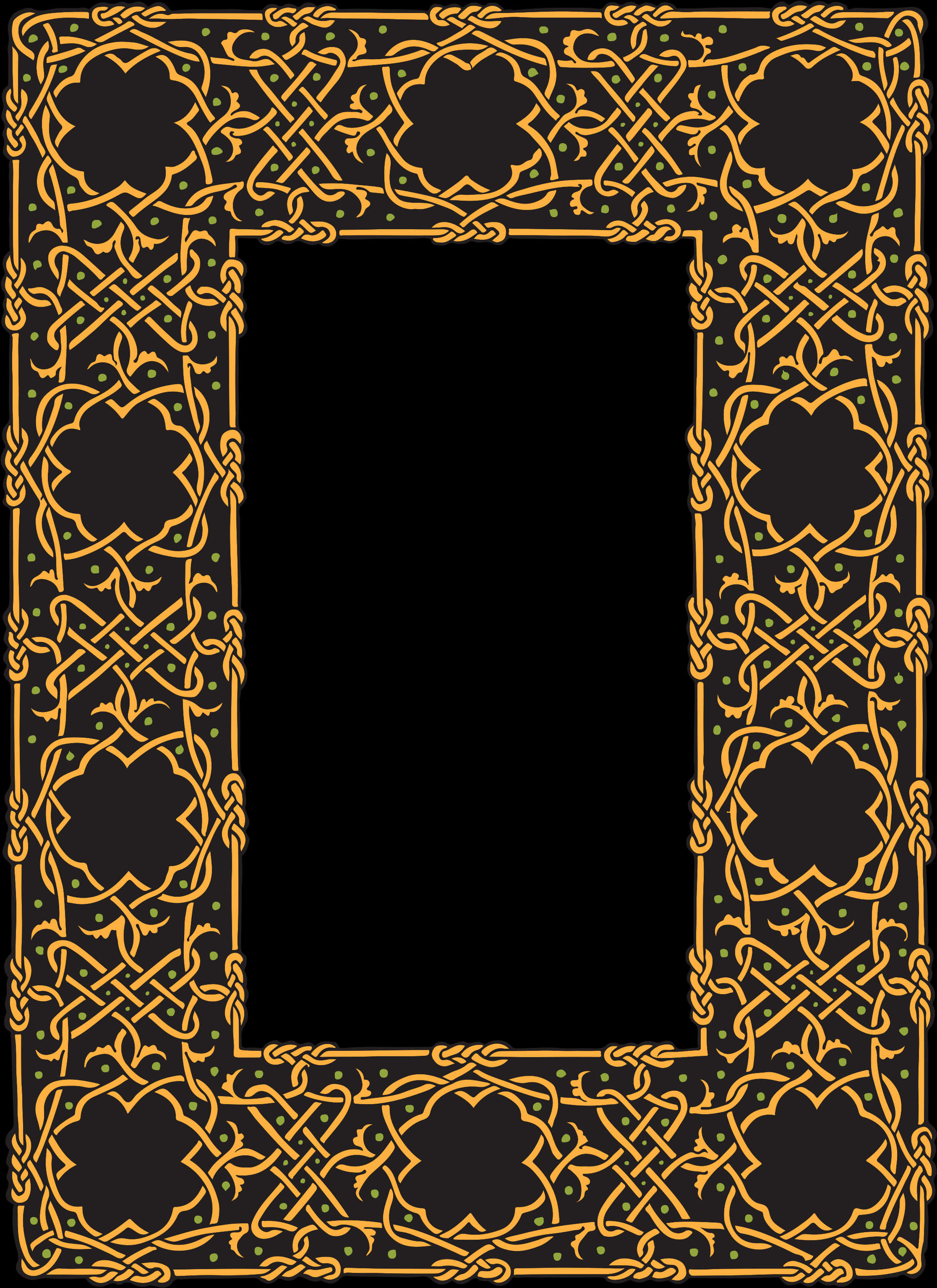 Ornate Golden Celtic Frame PNG