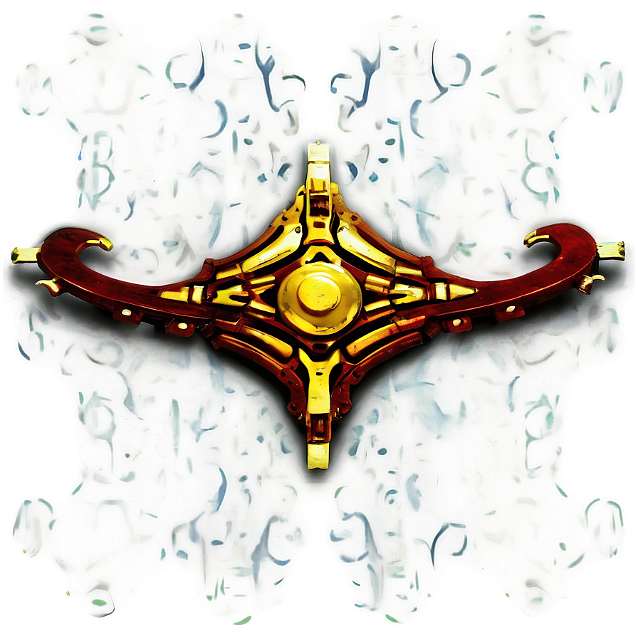 Ornate Golden Crossbow Artifact PNG