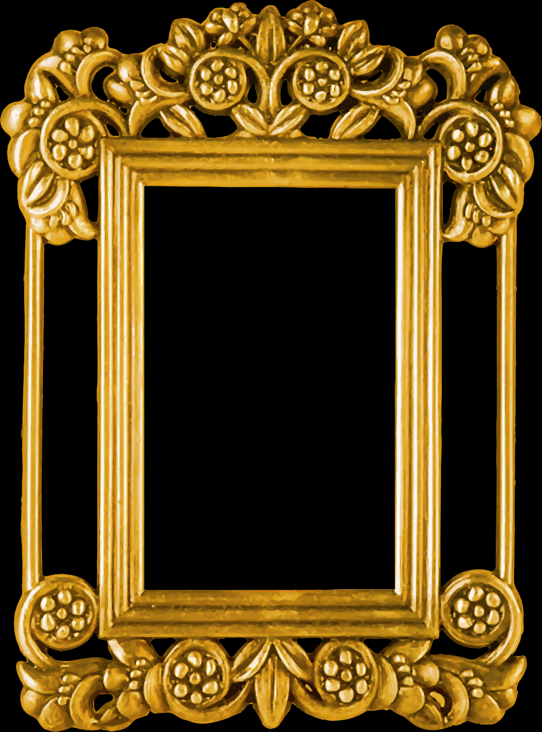 Ornate Golden Floral Frame PNG