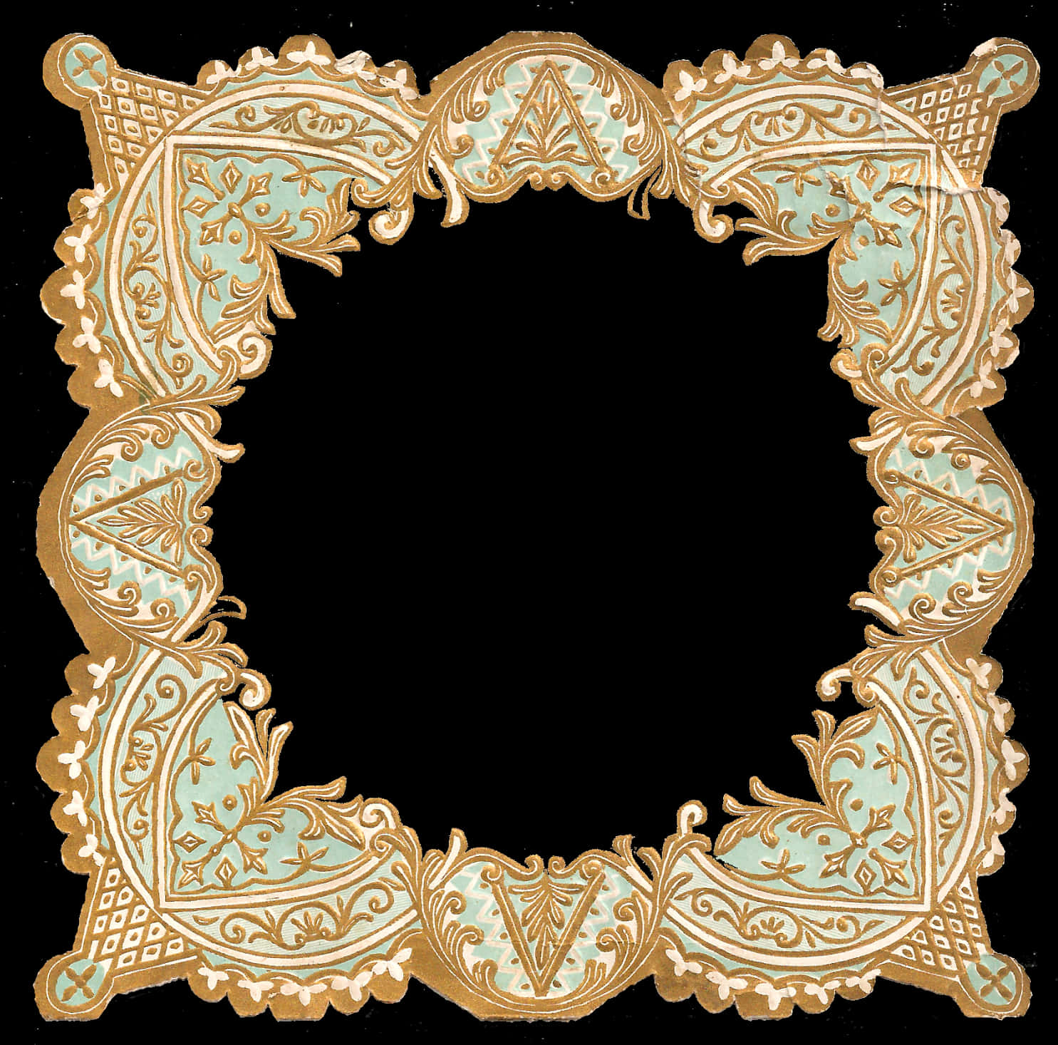 Ornate Golden Floral Frame PNG