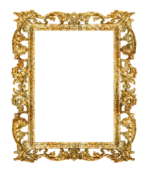 Ornate Golden Frame Black Background PNG