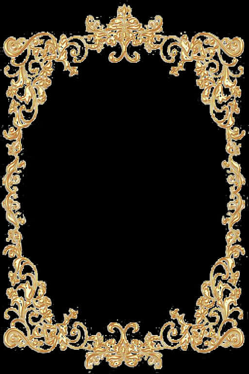Ornate Golden Frame Design PNG