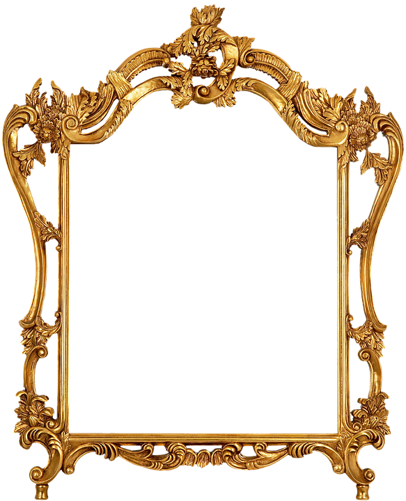 Ornate Golden Frame Design PNG