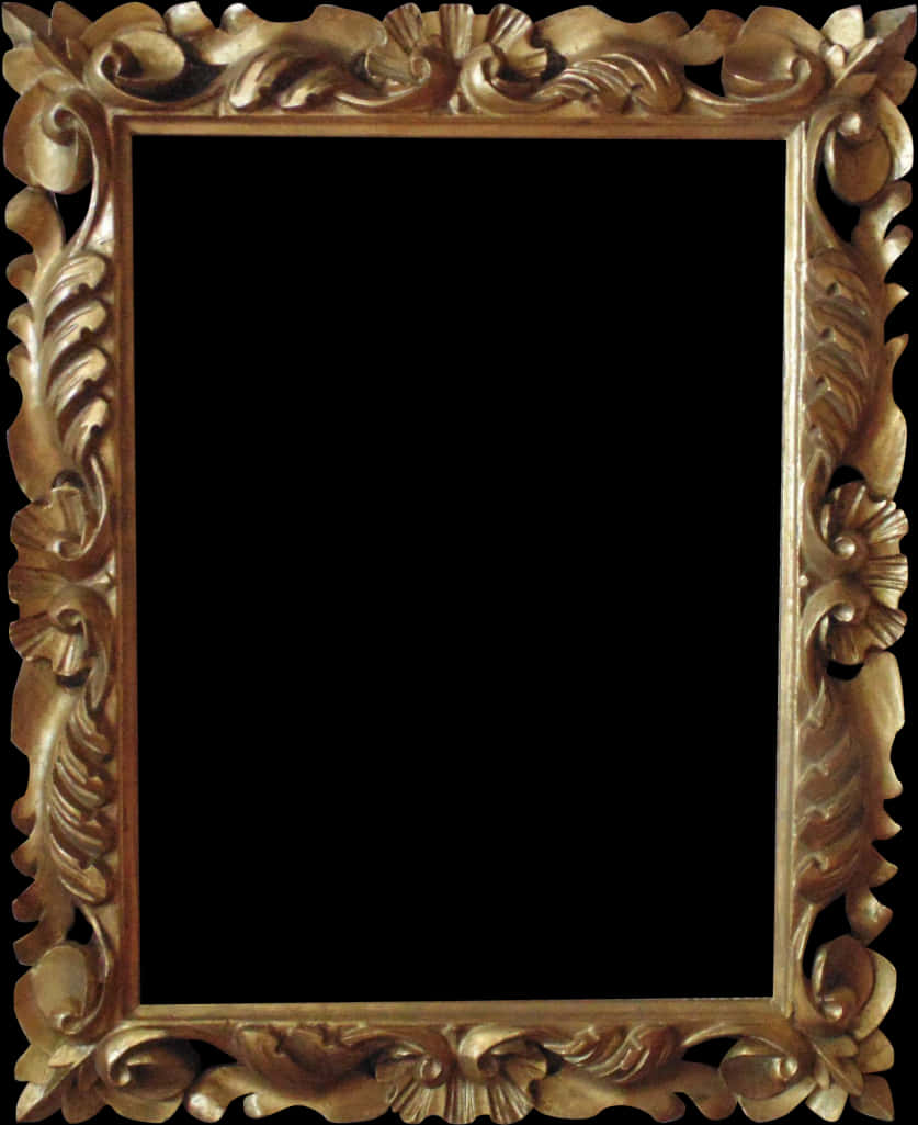 Ornate Golden Frame Empty PNG