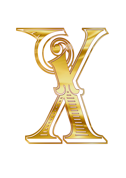 Ornate Golden Letter X PNG
