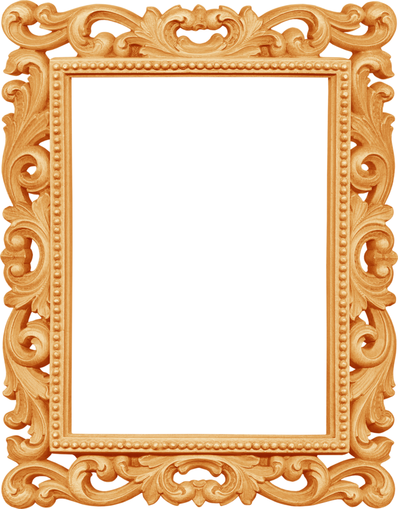 Ornate Golden Photo Frame PNG