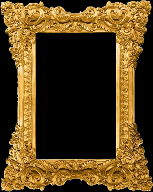 Ornate Golden Picture Frame PNG