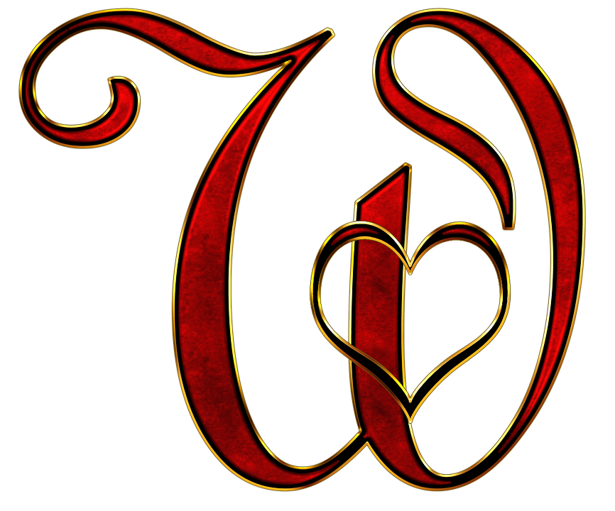 Ornate Golden Red Letter U PNG