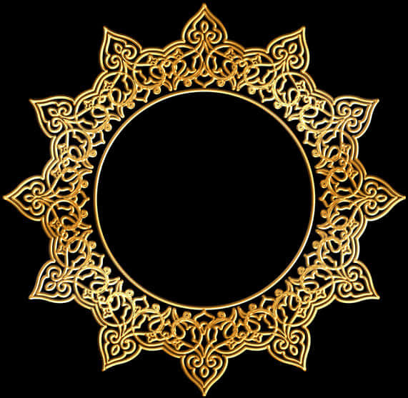 Ornate Golden Round Frame PNG