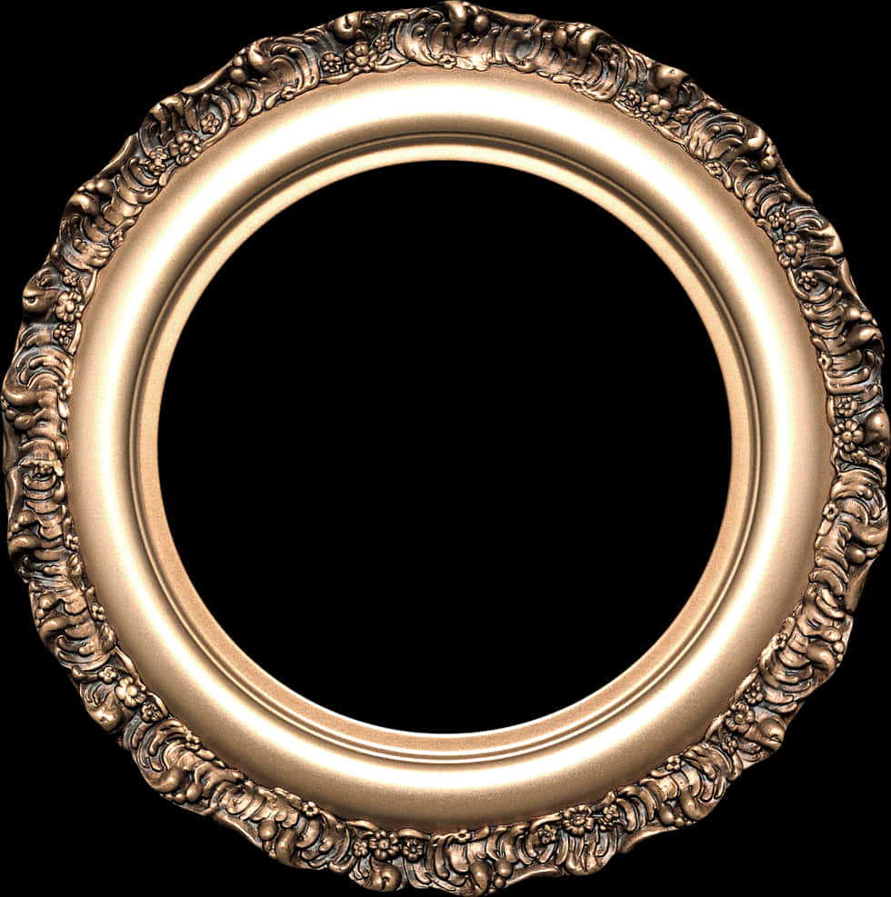 Ornate Golden Round Frame PNG