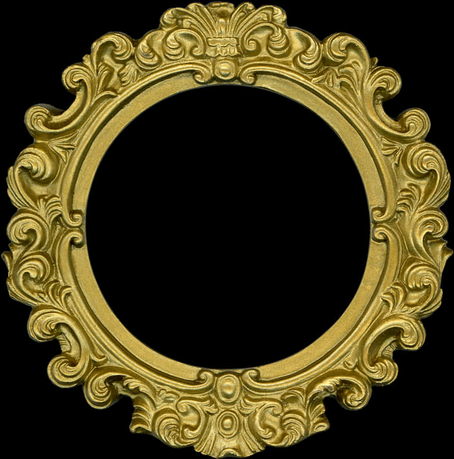 Ornate Golden Round Frame PNG