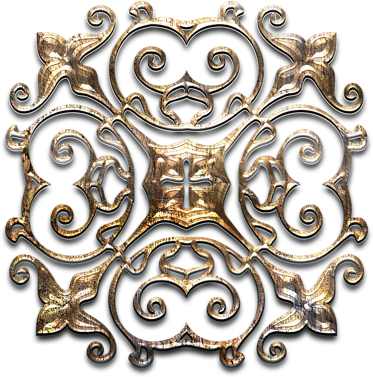 Ornate Golden Scrollwork Design PNG