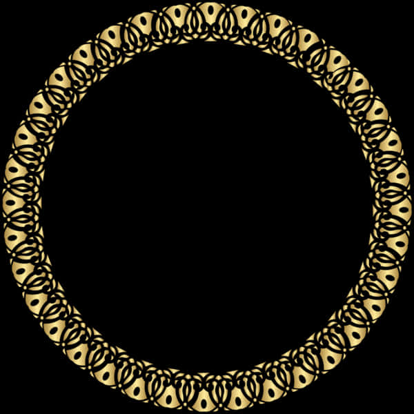 Ornate Golden Skull Round Frame PNG