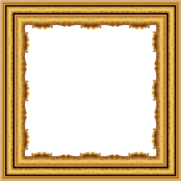 Ornate Golden Square Frame PNG