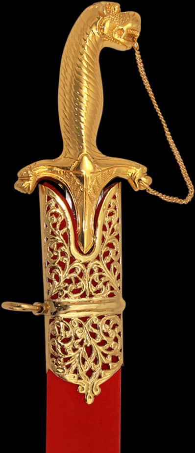 Ornate Golden Talwar Sword PNG