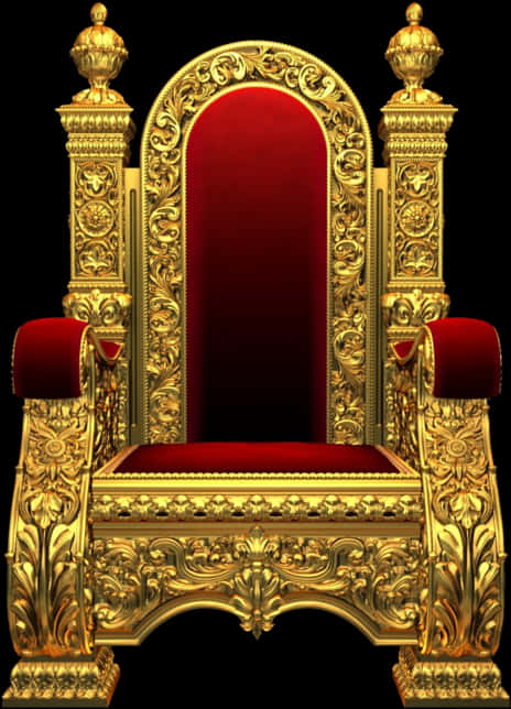 Ornate Golden Throne Chair PNG