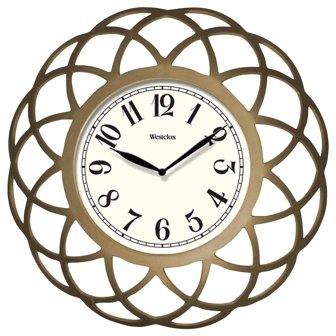 Ornate Golden Wall Clock PNG