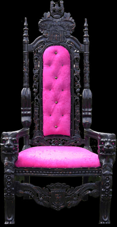 Ornate Gothic Style Chairwith Pink Upholstery PNG