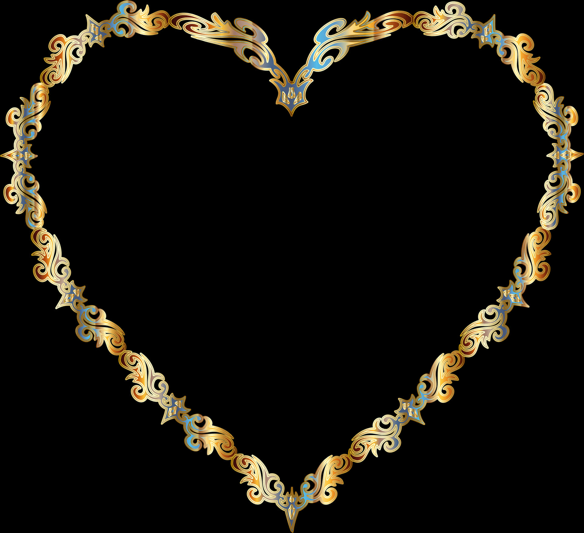 Ornate Heart Frame Design PNG