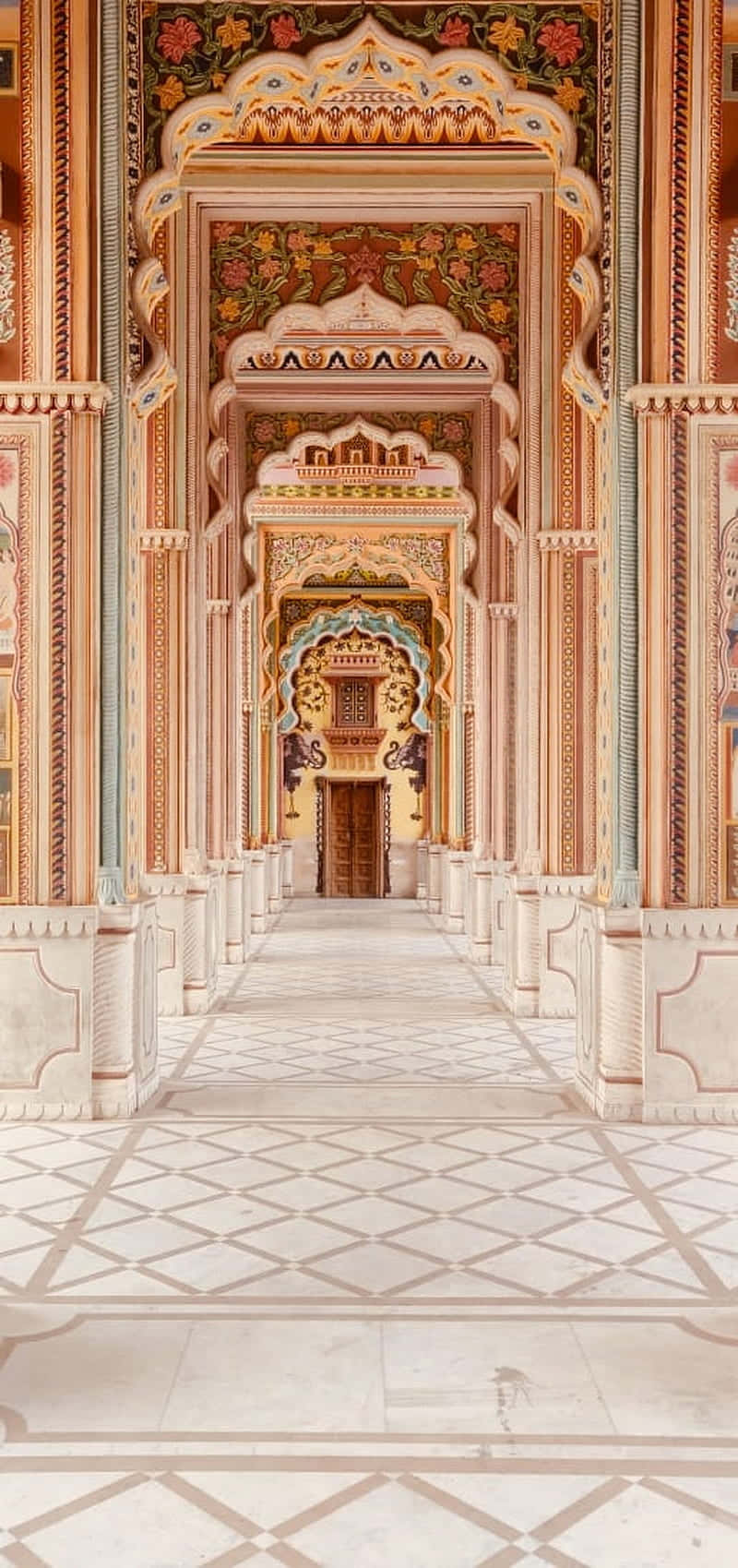 Ornate Indian Palace Corridor Wallpaper