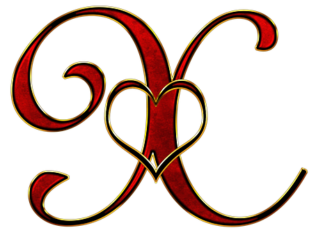 Ornate Letter Awith Heart Design PNG