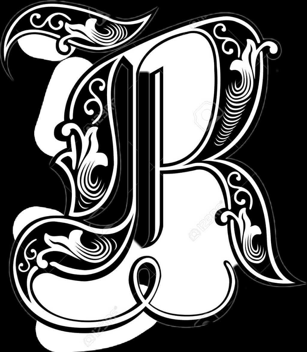Ornate Letter B Tattoo Design PNG