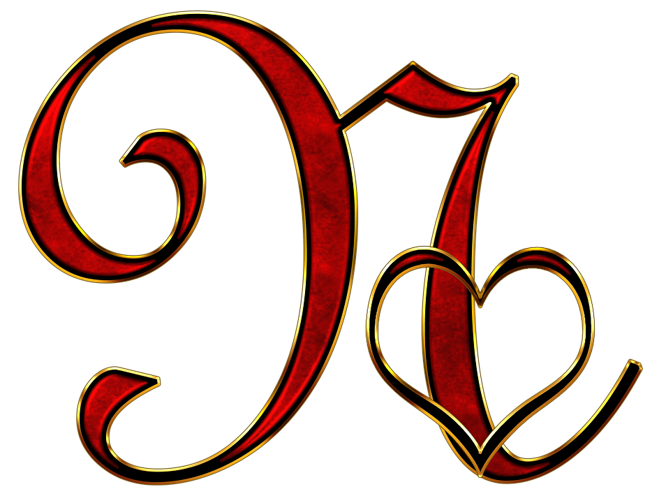 Ornate Letter Gwith Heart Design PNG