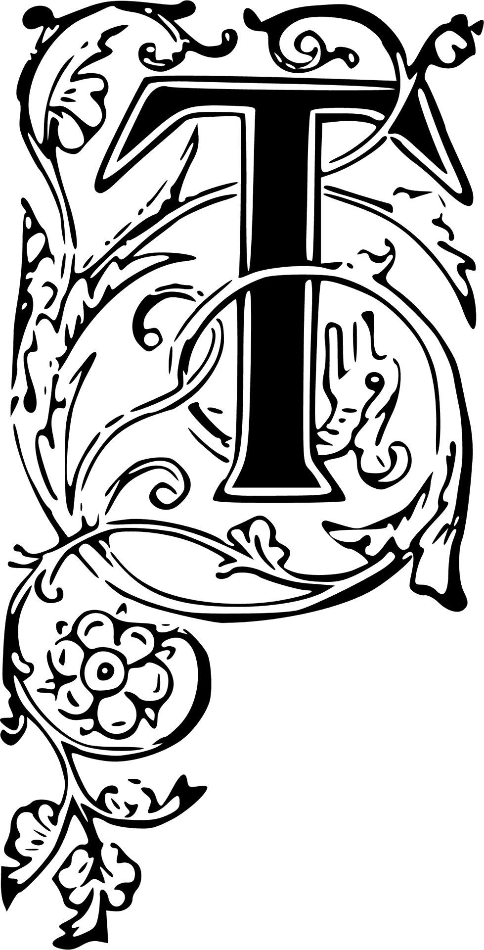 Ornate Letter T Design PNG