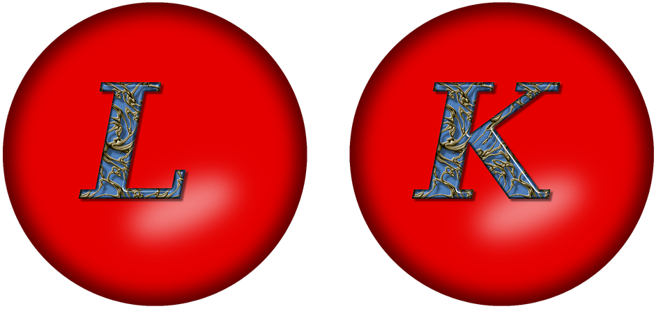 Ornate Letters L Kon Red Spheres PNG