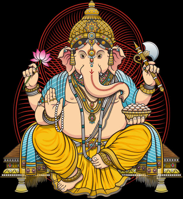 Ornate Lord Ganesh Artwork PNG